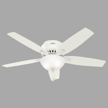 Load image into Gallery viewer, Hunter 53313 Newsome 52&quot; Fresh White Bowl Light Kit Low-Profile Ceiling Fan
