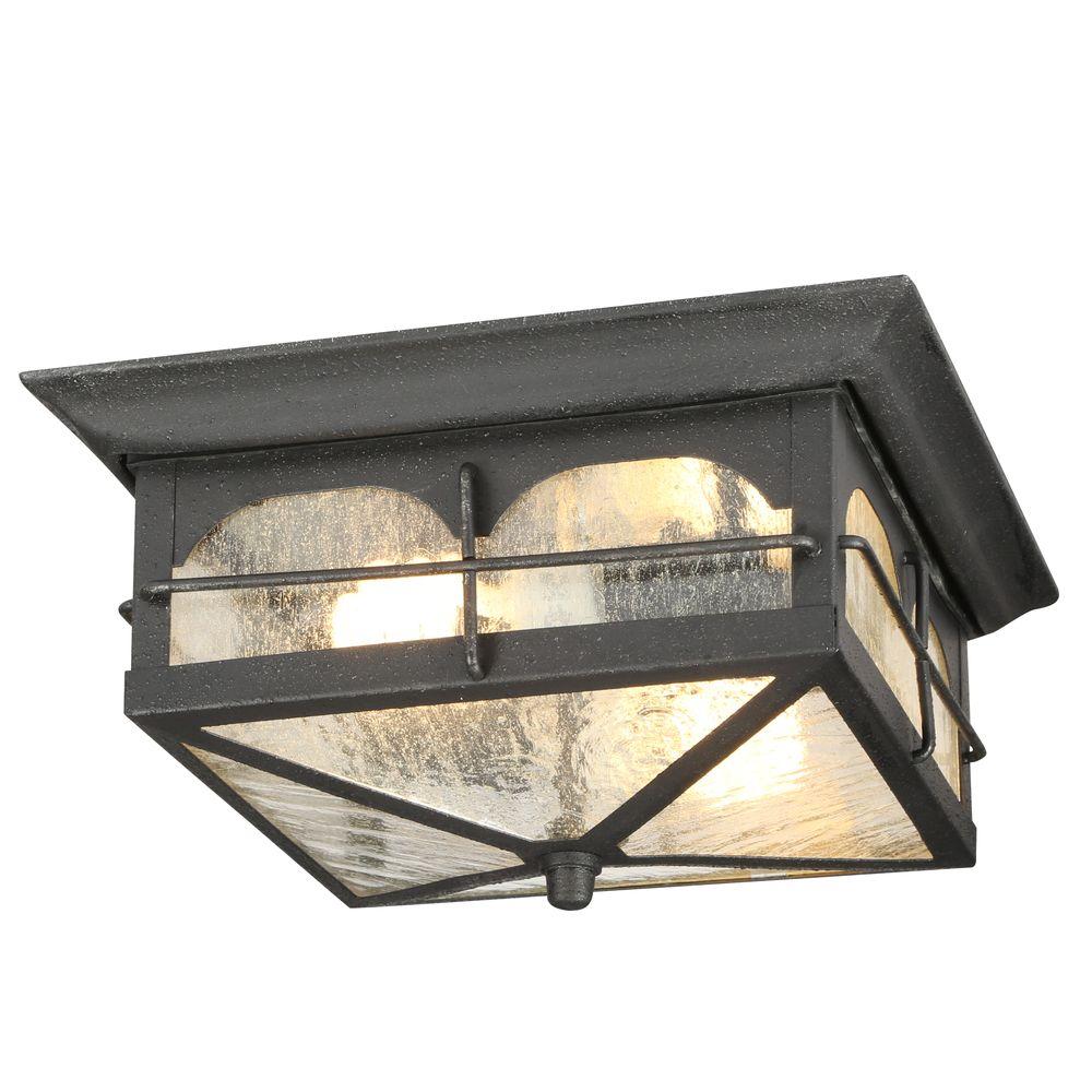 Home Decorators HB7045A-292 Brimfield 2-Light Aged Iron Flushmount Light 296466