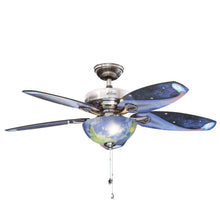 Load image into Gallery viewer, Hunter 52019 Discovery 48&quot; Brushed Nickel Ceiling Fan w/ Light, for Kids Room

