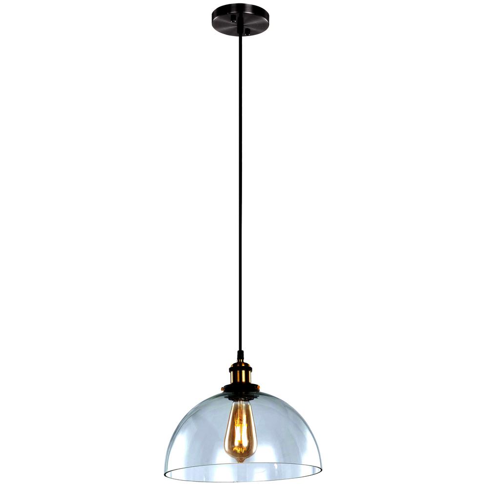 Ledpax Winfield 1-Light Glass Half Circle Antique Bronze Pendant LPGDP1