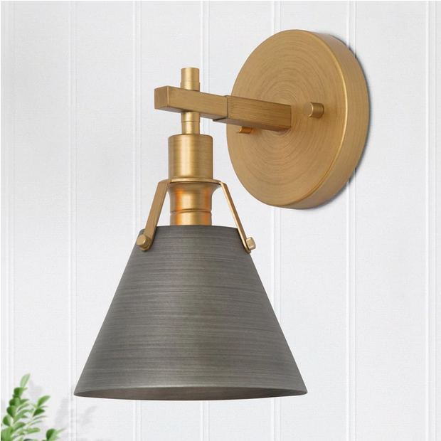 LNC 1-Light Modern Vintage Gold Antique Gray Bell Wall Sconce Light A03910