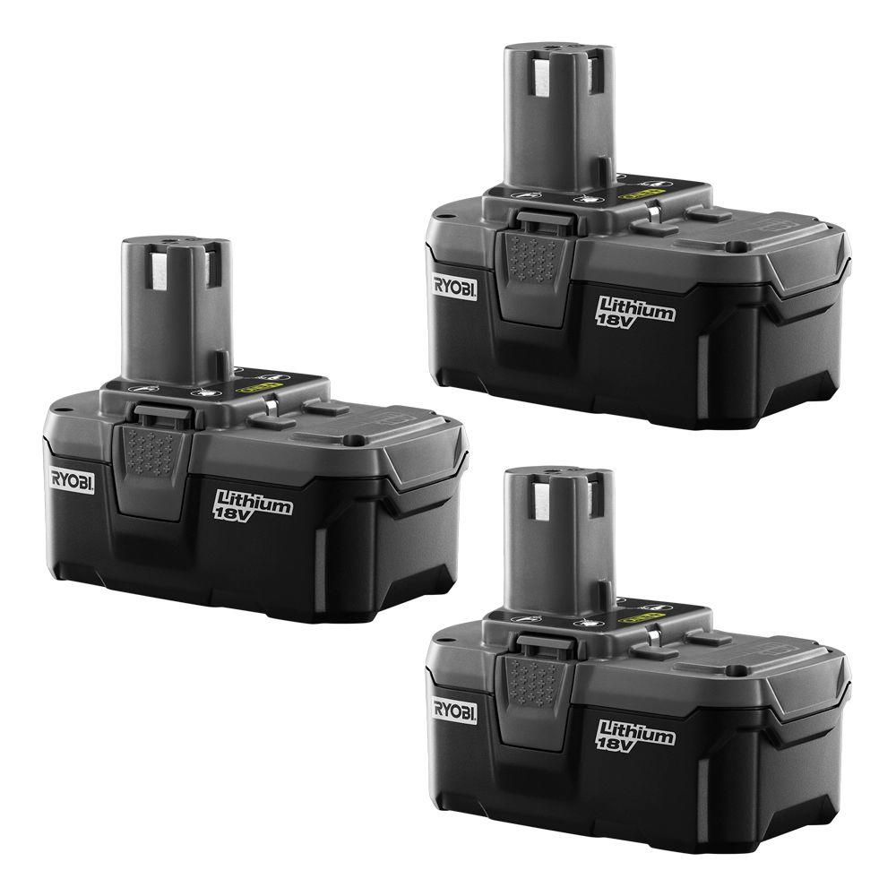 Ryobi P185 18-Volt ONE+ Lithium-Ion High Capacity Battery Pack 3.0Ah (3-Pack)