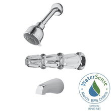 Load image into Gallery viewer, Pfister G01-1120 3-Handle 3-Spray Tub and Shower Faucet in Polished Chrome
