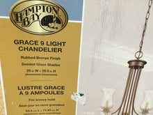 Load image into Gallery viewer, Hampton Bay 14688 Grace 9-Light Rubbed Bronze Chandelier 514962

