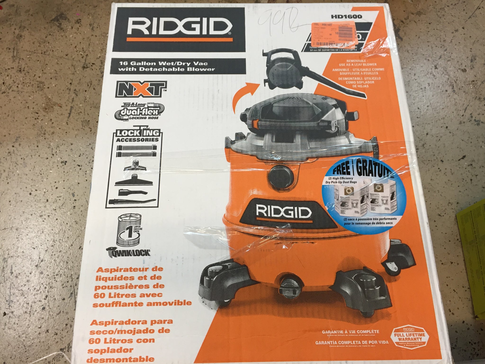 RIDGID 62723 16 Gallon NXT Wet/Dry Vac with Detachable Blower