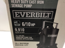 Load image into Gallery viewer, Everbilt ESE60W-HD 6/10 HP Heavy Duty Cast Iron Sewage Pump 1000026319
