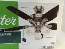 Load image into Gallery viewer, Hunter 51095 Channing 44&quot; Indoor Brushed Nickel Ceiling Fan with Light Kit

