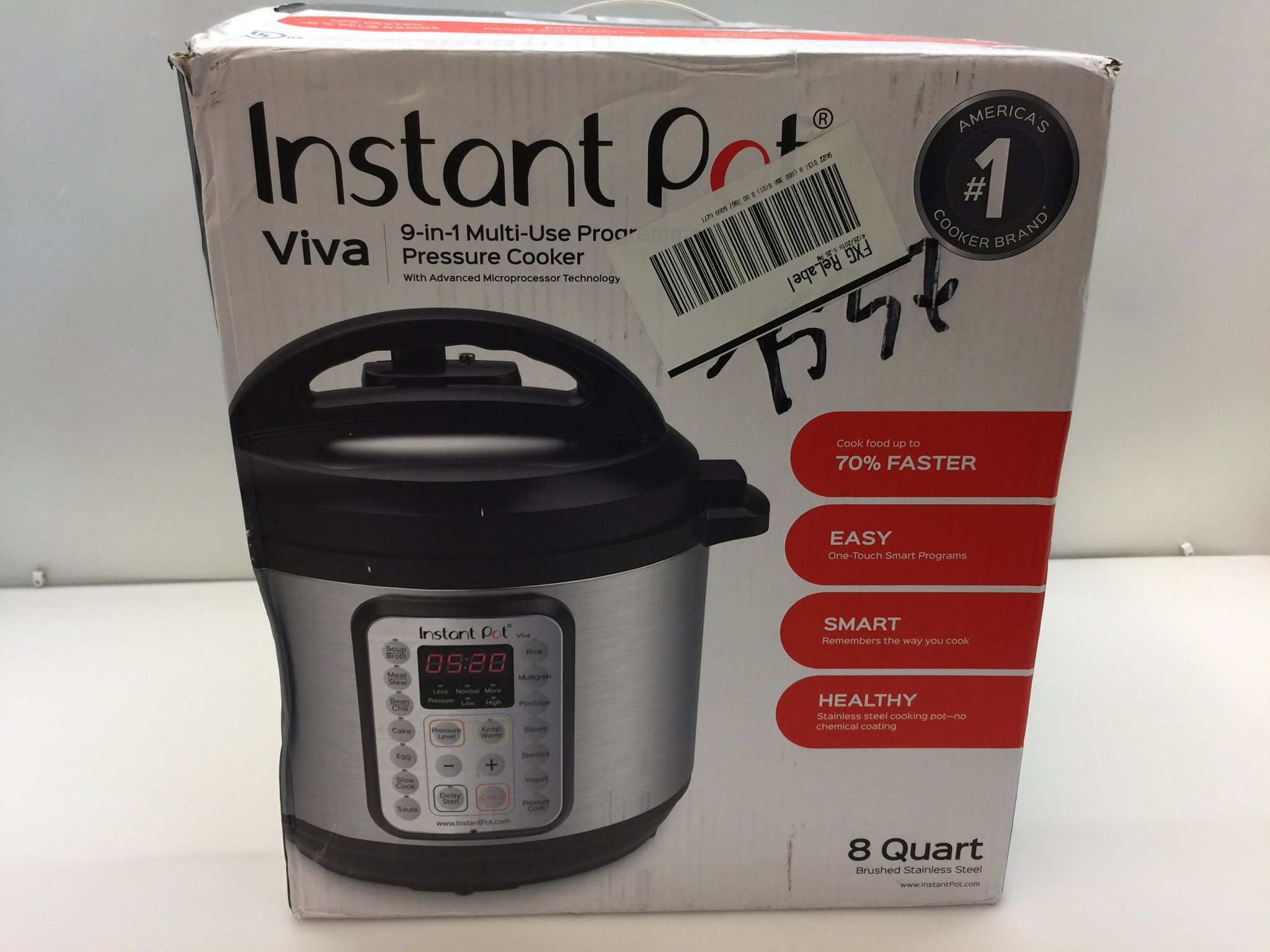 Instant Pot Viva Black Stainless 8-Quart 9-in-1 Multi-Use Programmable Pressure Cooker, Slow Cooker, Rice Cooker, Yogurt Maker