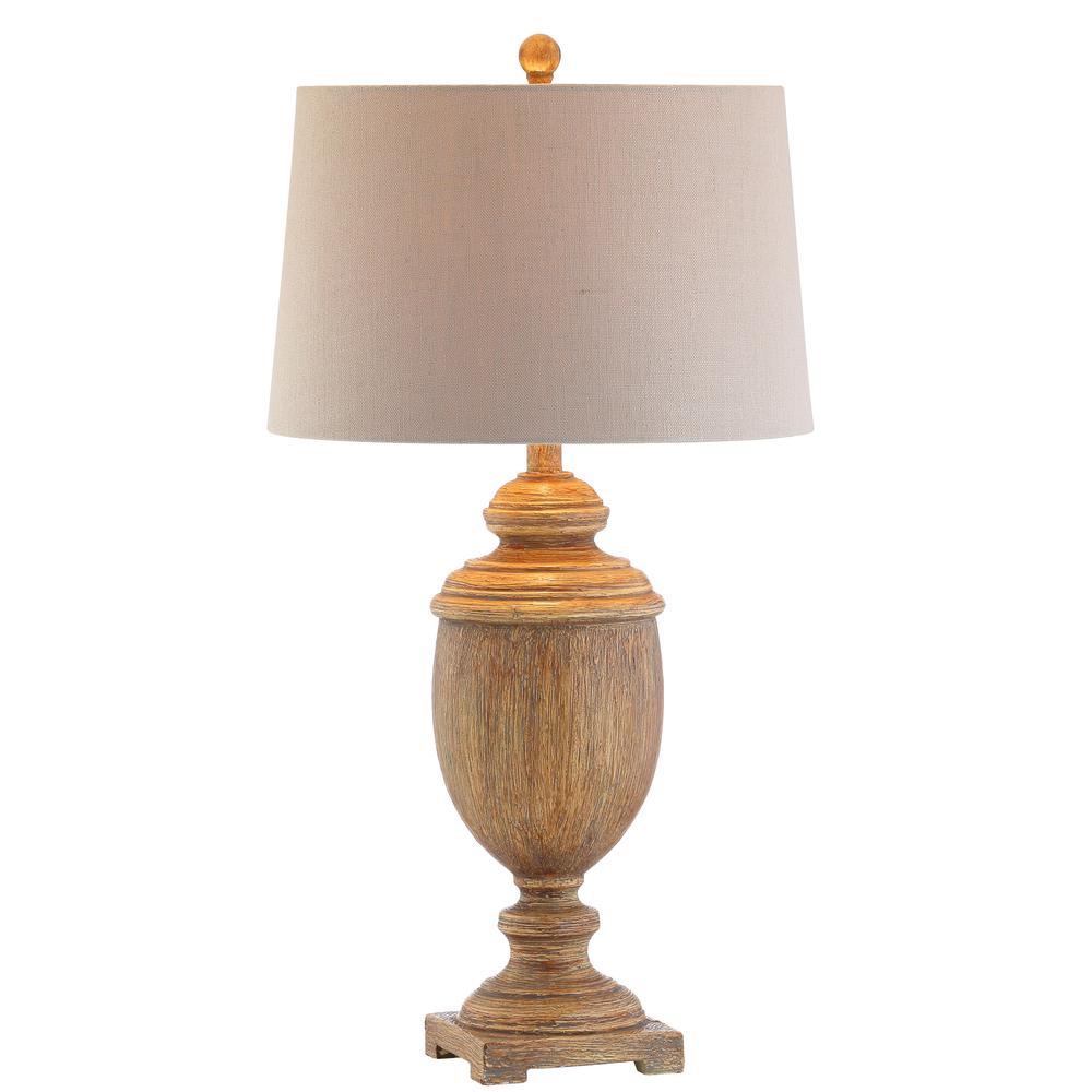 JONATHAN Y JYL1007A Kennedy 30.5 in. H Brown Faux Wood Resin Table Lamp