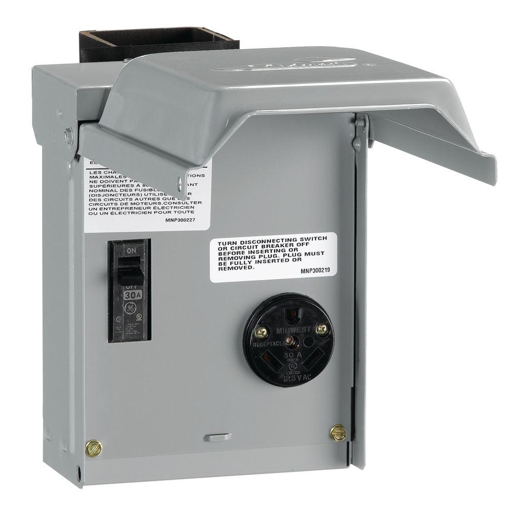 GE U013CP Power Outlet with Breaker 30 Amp Temporary RV Electrical Circuit Panel