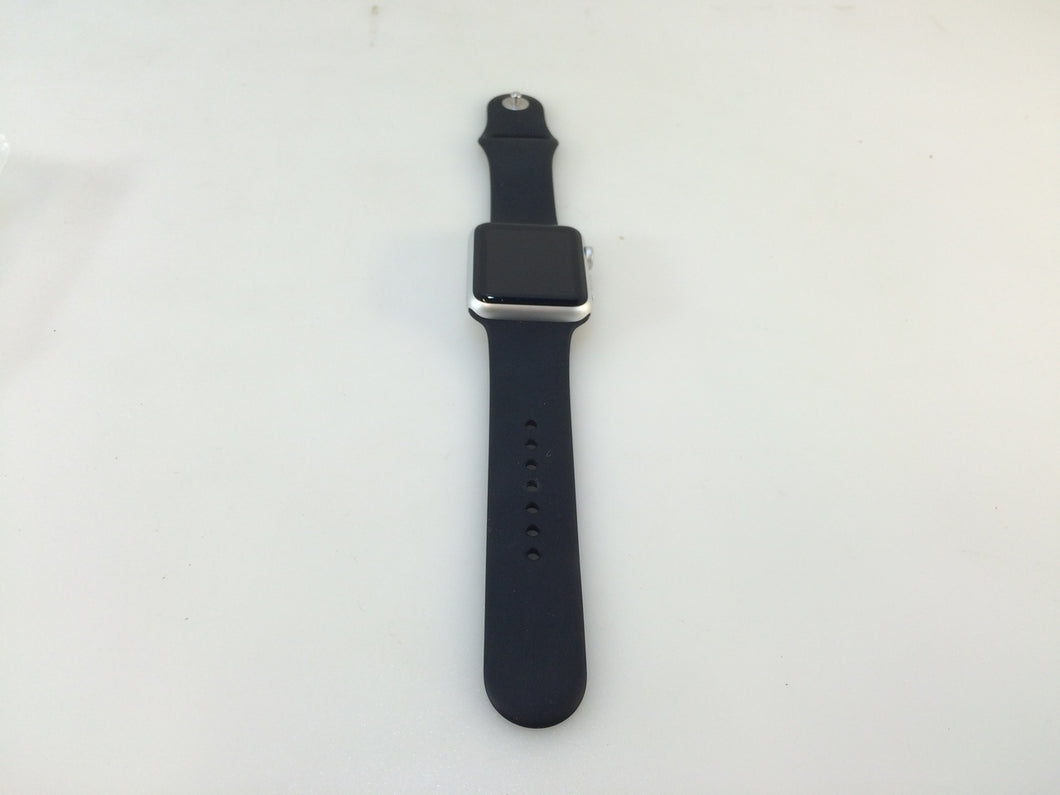 Apple MJ3N2LL/A Watch Sport 42mm Silver Aluminum Case Black Sport Band
