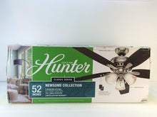 Load image into Gallery viewer, Hunter 53318 Newsome 52&quot; Indoor Brushed Nickel Ceiling Fan with Light Kit

