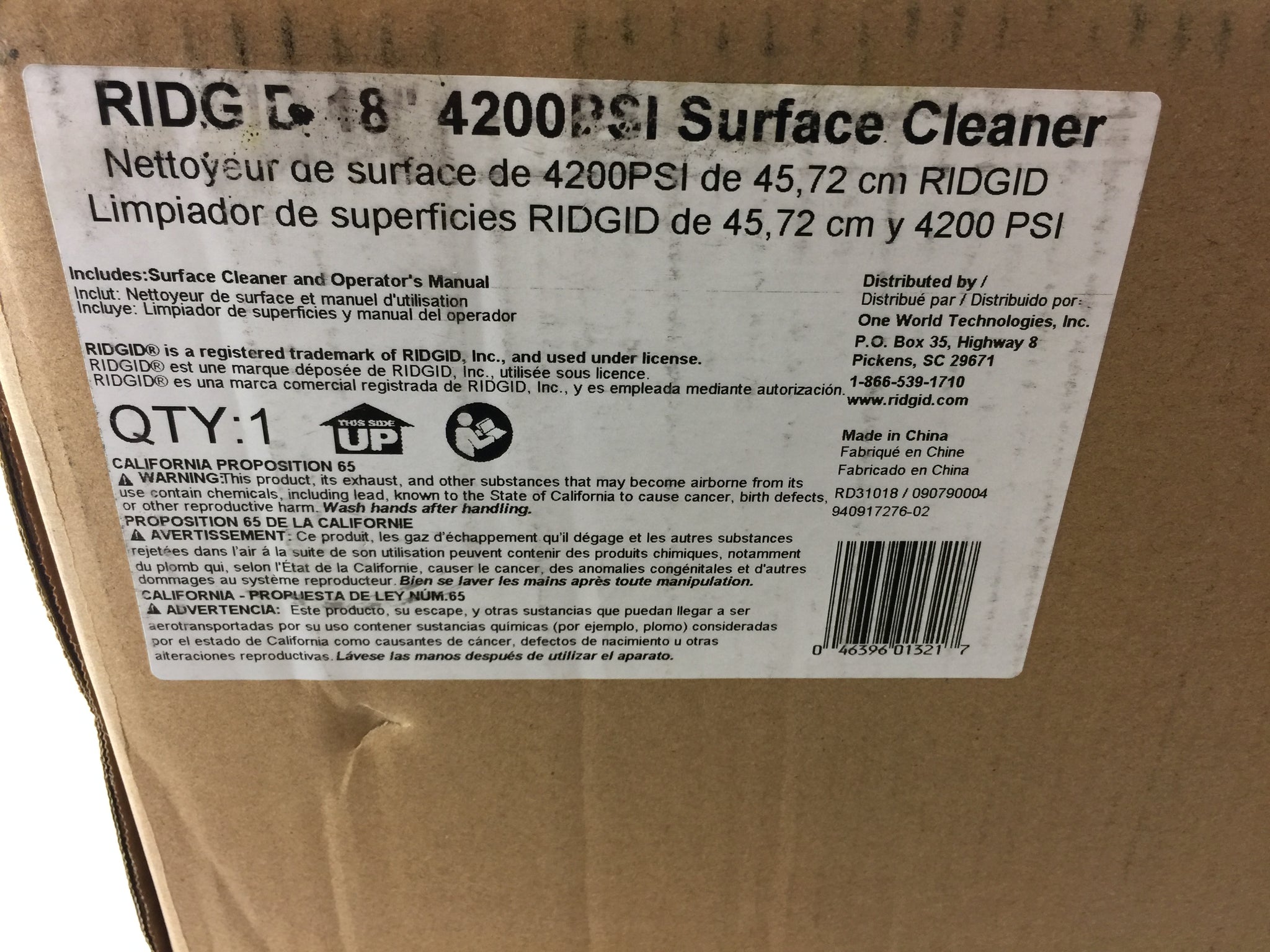 RIDGID Professional 18 in. 4200 PSI Quick Connect Surface Cleaner RD31 NT Electronics LLC