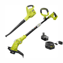 Load image into Gallery viewer, Ryobi P2013 ONE+ 18V String Trimmer and Blower Combo Kit with Battery Charger
