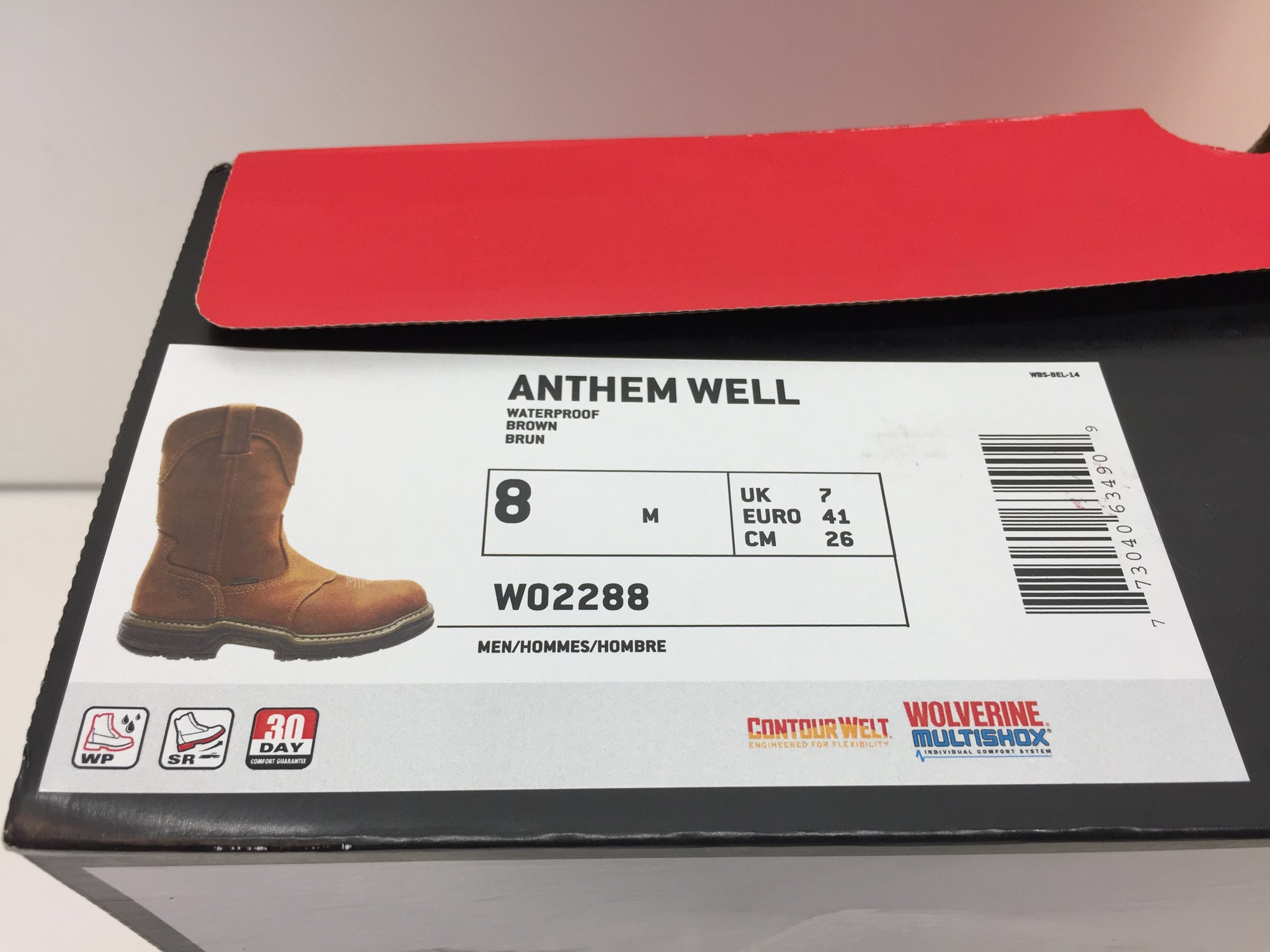 Wolverine W02288 Men s Anthem size 8M Brown Leather Waterproof 10 Con NT Electronics LLC