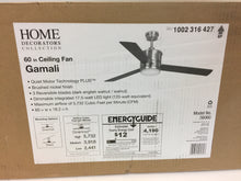 Load image into Gallery viewer, HDC 56060 Gamali 60 in. LED Indoor Brushed Nickel Ceiling Fan 1002316427
