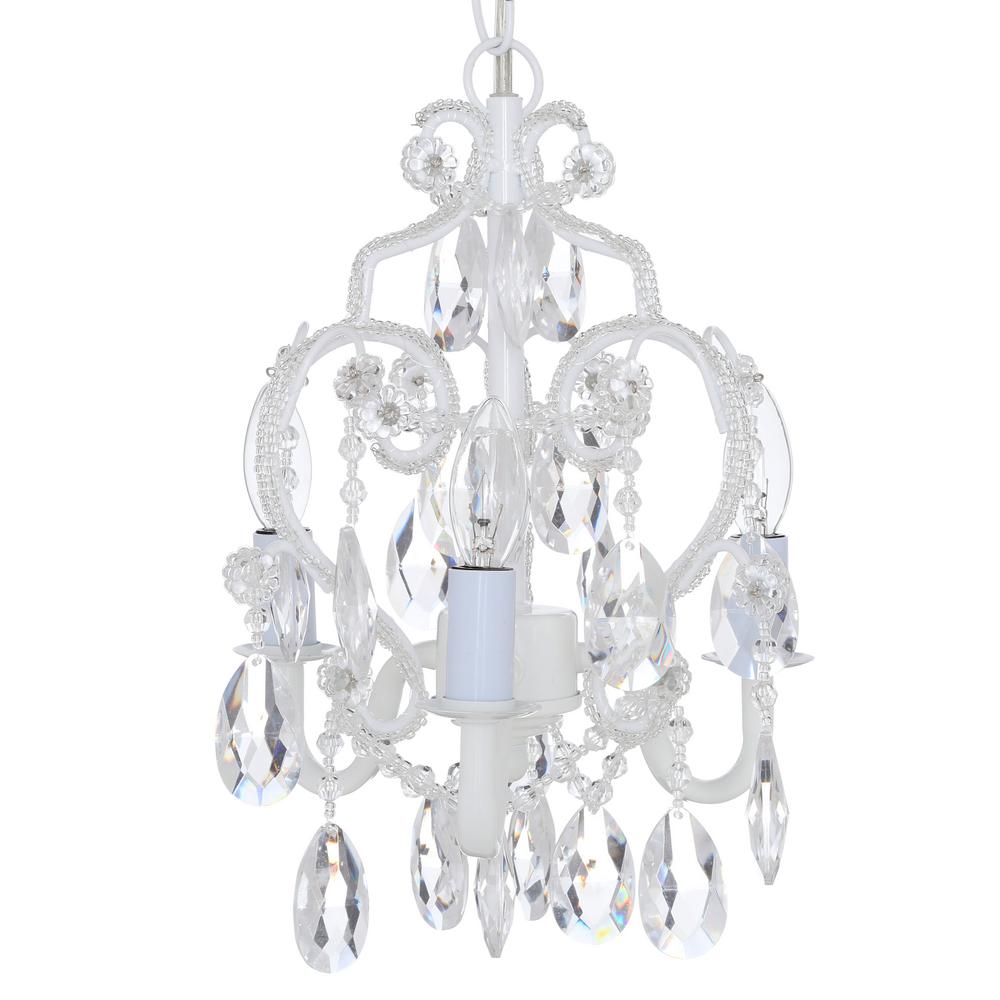 Tadpoles 3-Light White Clear Diamond Mini Chandelier CCHAPL010