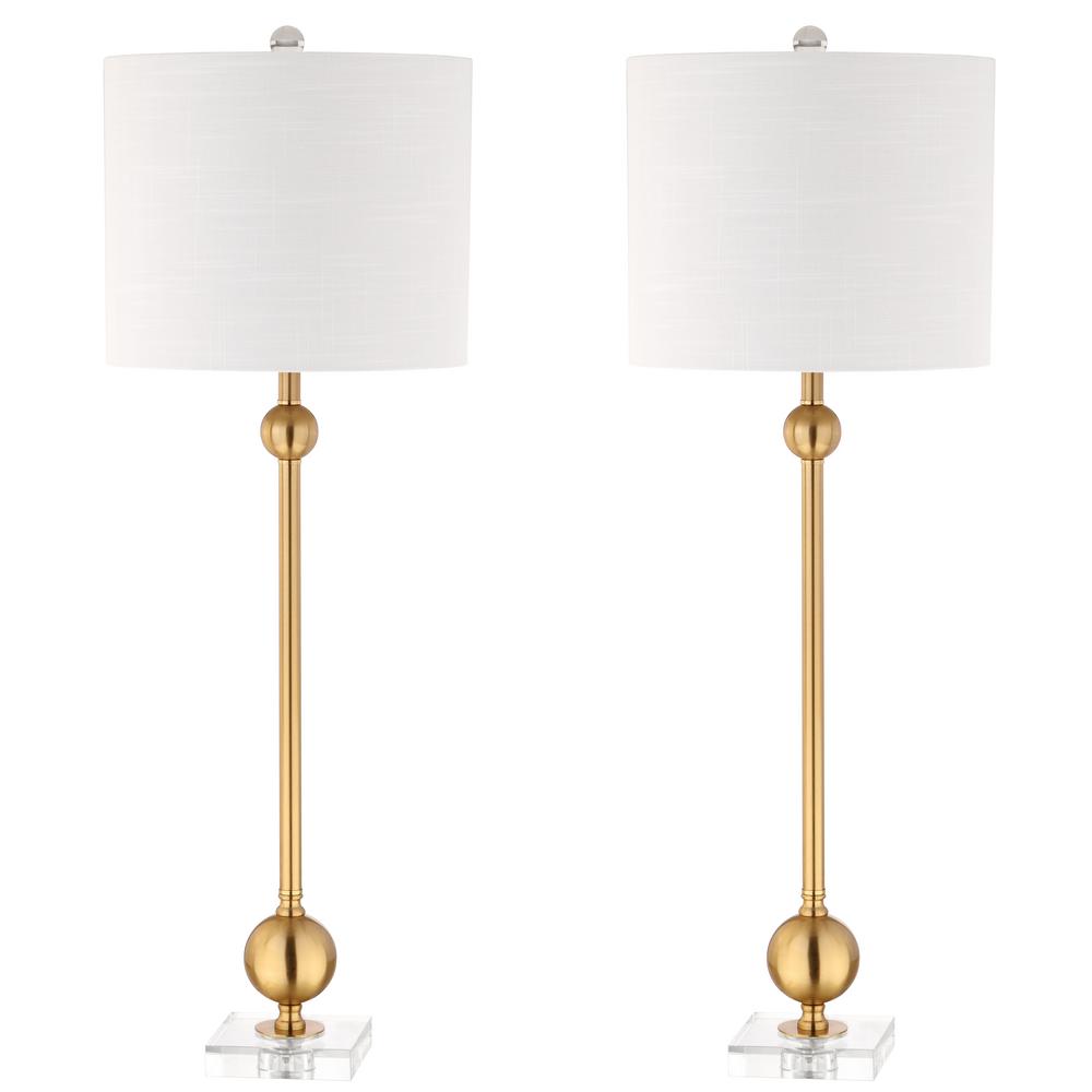 JONATHAN Y JYL2010A-SET2 Hollis Brass Metal Table Lamp Crystal Base (Set of 2)