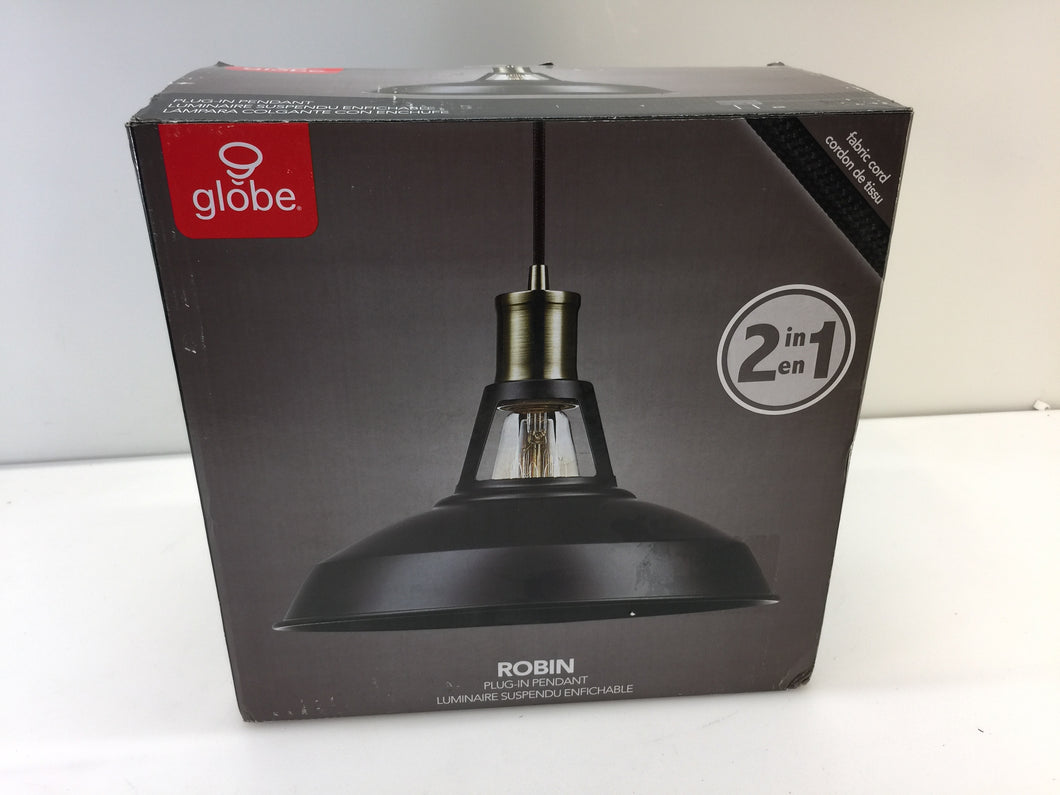 Globe Electric 65712 Robin 1-Light Satin Black Pendant