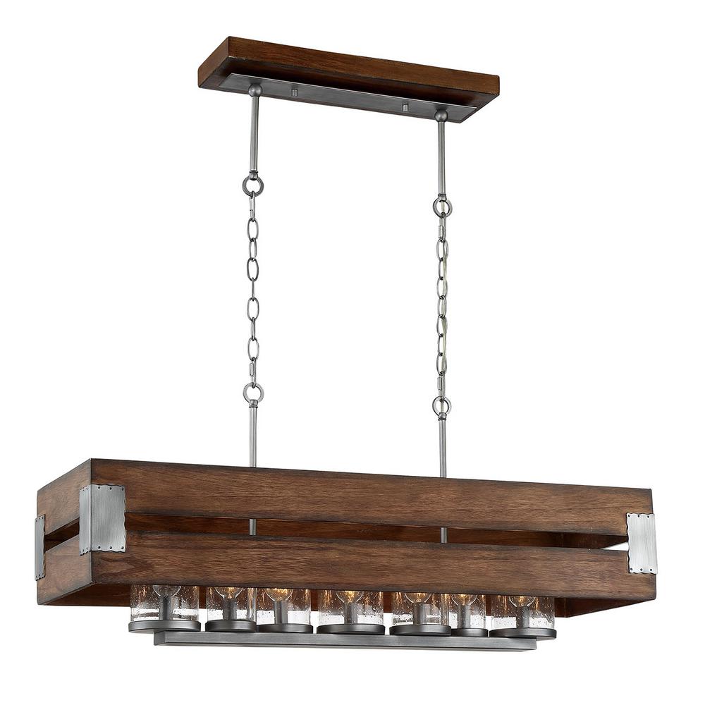 HDC 26365-DRK Ackwood 7-Light Dark Wood Rectangular Chandelier 1002765901