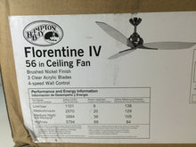 Load image into Gallery viewer, Hampton Bay AC299-BN Florentine IV 56&quot; Indoor Brushed Nickel Ceiling Fan
