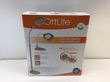 Load image into Gallery viewer, OttLite 43828C 56.75 in. LED 2-in-1 Magnifier Gray Floor and Table Lamp
