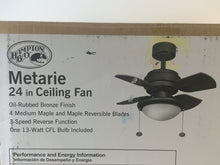 Load image into Gallery viewer, Hampton Bay AL508-ORB Metarie 24&quot; Oil-Rubbed Bronze Ceiling Fan 1000564638
