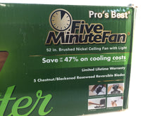 Load image into Gallery viewer, Hunter 53249 Pro's Best Five Minute 52 in. Indoor Brushed Nickel Ceiling Fan
