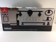 Load image into Gallery viewer, Globe Electric 50192 Parker 3-Light Oil Rubbed Bronze 5-Piece Bath Light Set
