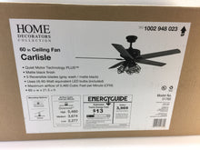 Load image into Gallery viewer, HDC 51760 Carlisle 60 in. LED Matte Black Ceiling Fan 1002948023
