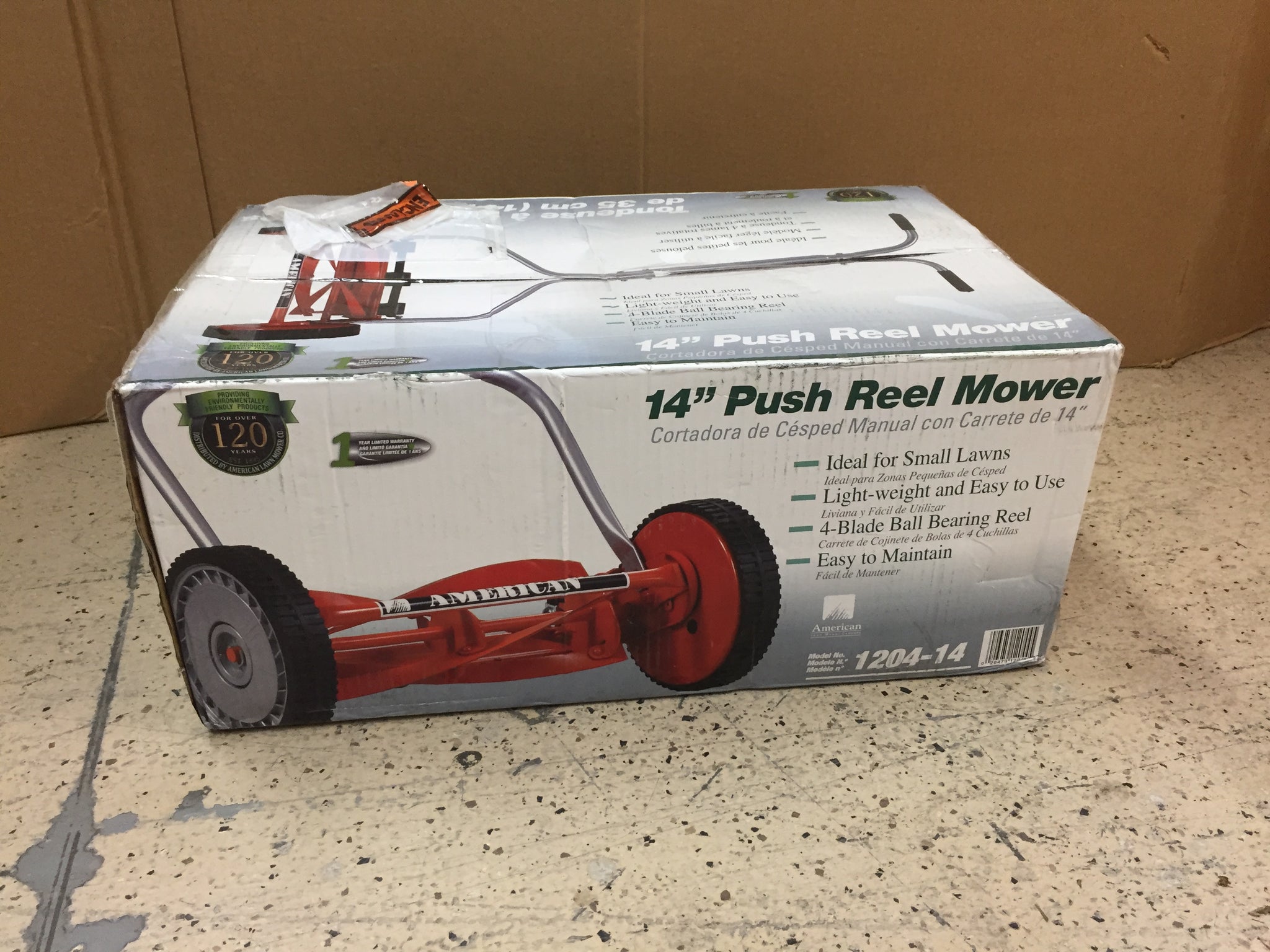 American Lawn Mower Company 1204-14 14 Manual Push Walk-Behind Reel Lawn  Mower