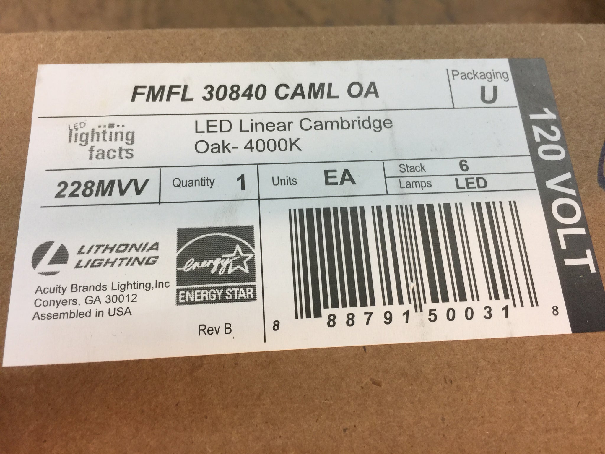 Lithonia Lighting FMFL 30840 CAML OA Cambridge 4 ft. Oak LED Flush Mou NT Electronics LLC