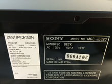 Load image into Gallery viewer, Sony MDS-JE320 MiniDisc Player Recorder Deck
