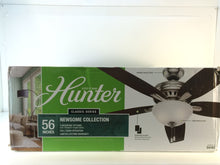 Load image into Gallery viewer, Hunter 54162 Newsome 56&quot; Indoor Brushed Nickel Bowl Light Kit Ceiling Fan
