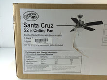 Load image into Gallery viewer, Hampton Bay AG712-BN+BK Santa Cruz 52&quot; Brushed Nickel Ceiling Fan 228664
