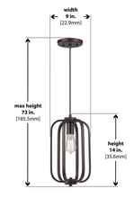 Load image into Gallery viewer, Monteaux Lighting 1-Light Bronze Metal Pendant YLT1837P1A
