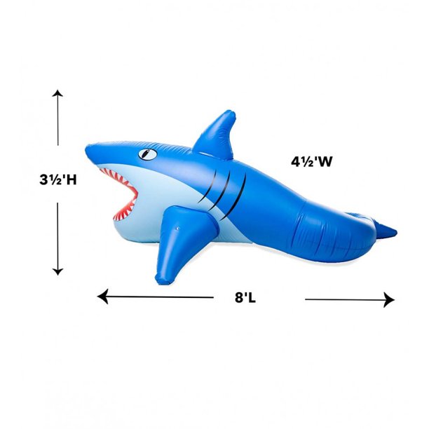 HearthSong 8-Ft Giant Inflatable Mister Shark Sprinkler for Outdoor Play 73362