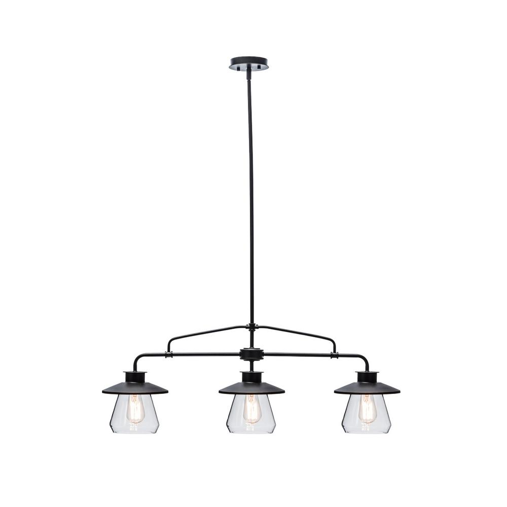 Globe Electric 64845 3-Light Oil Rubbed Bronze and Glass Vintage Pendant