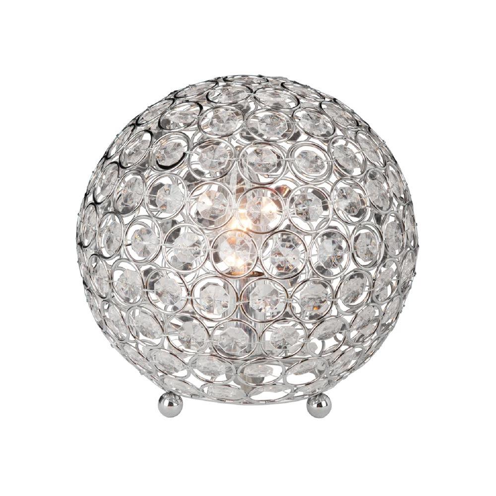 Elegant Designs LT1026-CHR 8 in. Chrome and Crystal Ball Table Lamp