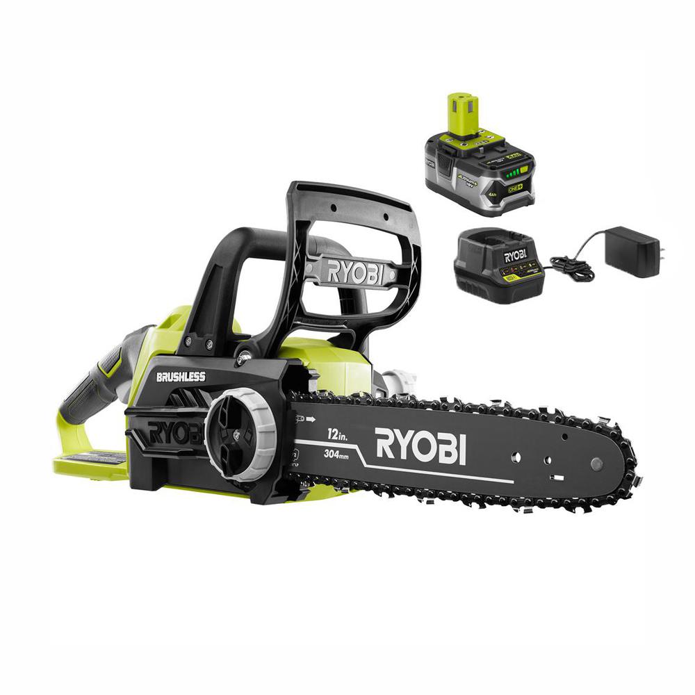 Ryobi P549 ONE+ 12 in. 18-Volt Brushless Lithium-Ion Electric Cordless Chainsaw