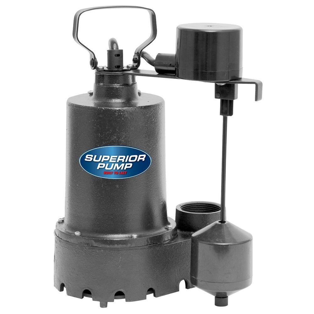 Superior Pump 92341 1/3 HP Submersible Cast Iron Sump Pump