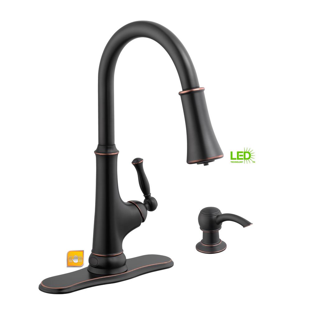 Glacier Bay 67536-1027H2 Touchless Pull-Down Sprayer Kitchen Faucet Bronze
