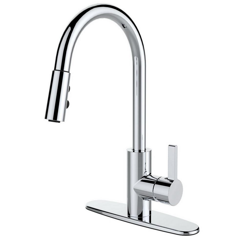 Runfine RF421007 Single-Handle Pull-Down Sprayer Kitchen Faucet in Chrome