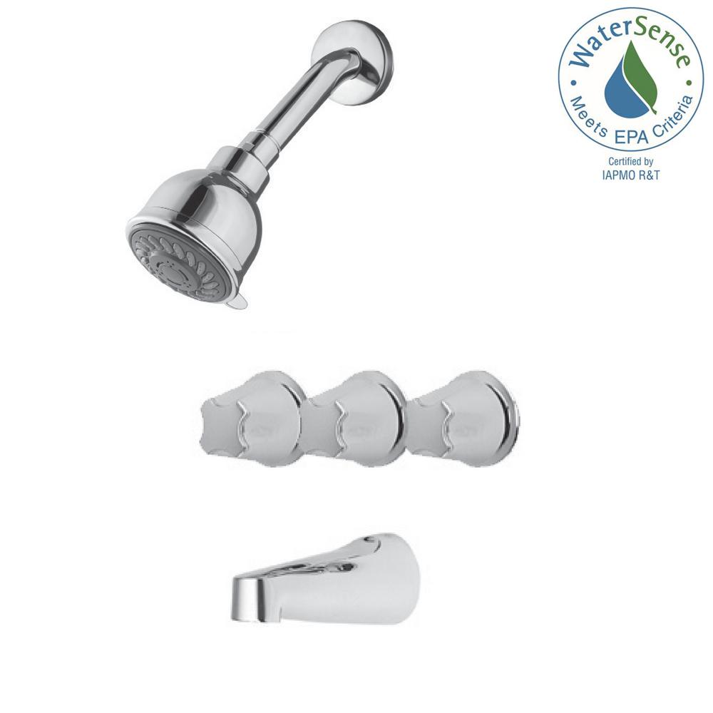 Pfister G01-9110 3-Handle Tub and Shower Faucet Trim Kit Polished Chrome
