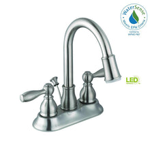 Load image into Gallery viewer, Glacier Bay 67513W-6B04 Mandouri 4&quot; Centerset LED Bath Faucet Brushed Nickel
