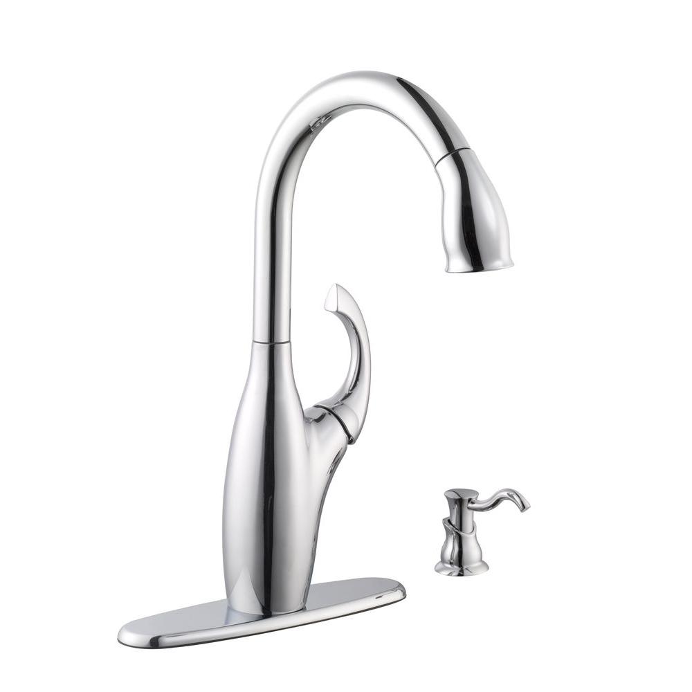 Schon 65710N-B8401 Contemporary 1-Handle Pull-Down Spray Kitchen Faucet Chrome