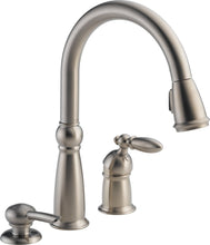 Load image into Gallery viewer, Delta 16955-SSSD-DST Victorian 1-Handle Pull-Down Kitchen Faucet Stainless
