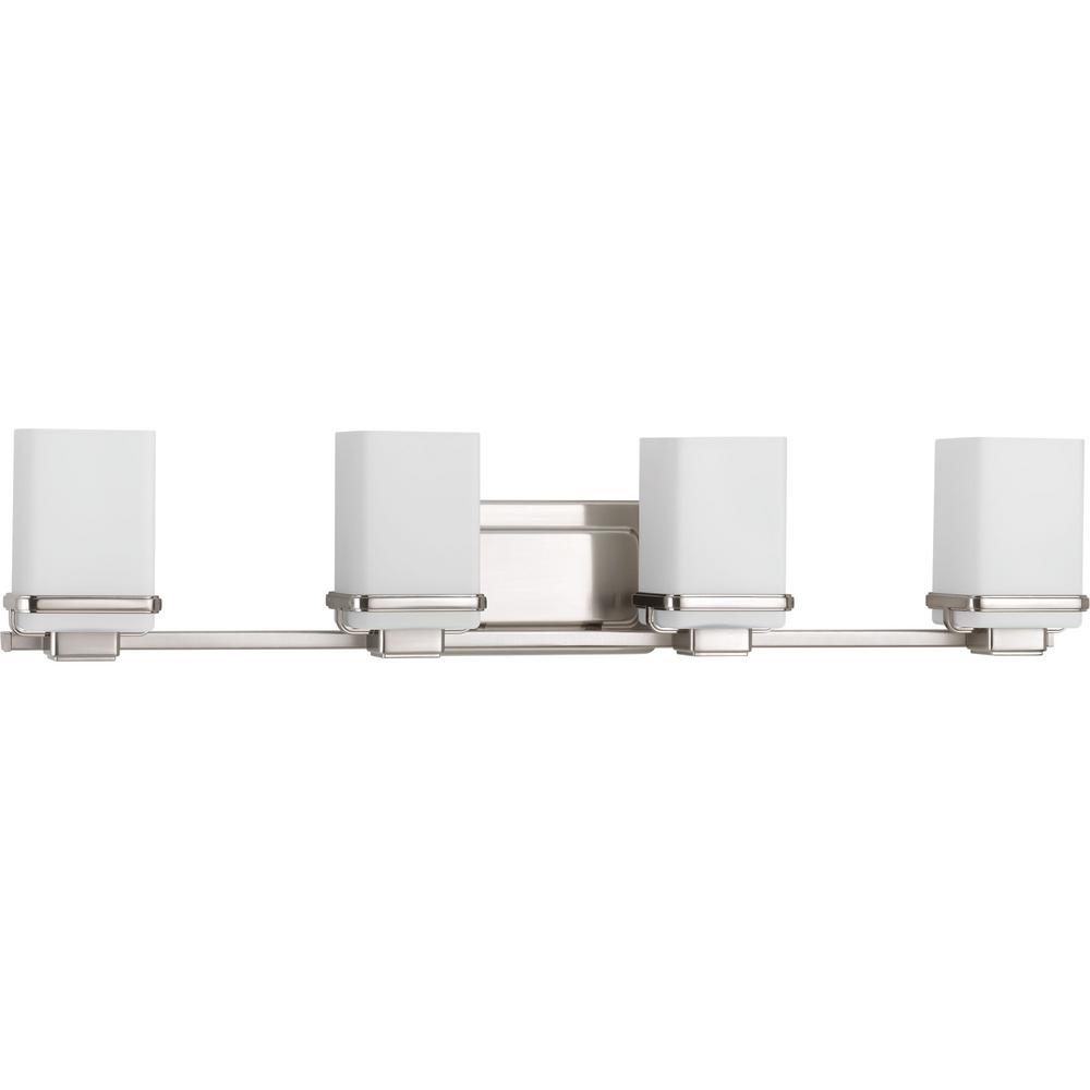 Progress Lighting P2196-09 Metric 4-Light Brushed Nickel Bathroom Vanity Light
