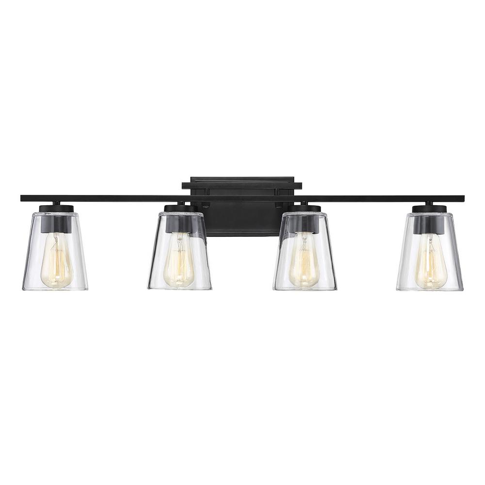 Filament Design CLI-SH277894 32 in. 4-Light Black Vanity Light with Clear Glass