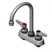 Load image into Gallery viewer, T&amp;S Brass B-1141 4&quot; 2-Handle Workboard Faucet, Chrome w/ Gooseneck Nozzle
